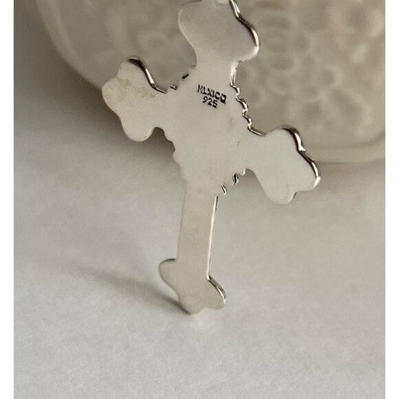 Handcrafted Oval Lapis Lazuli Cut Gemstone Cross 925 Sterling Silver - Picture 6 of 16